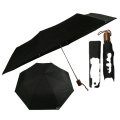 3 fold wooden handle aluminium shaft black manual open mens umbrella